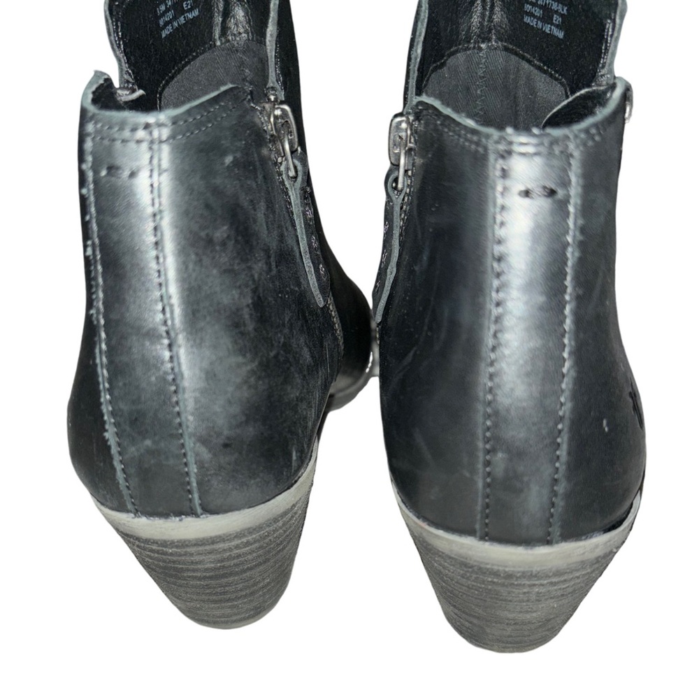 Frye Judith Black Leather Zip Ankle Booties 9.5 - Picture 7 of 9